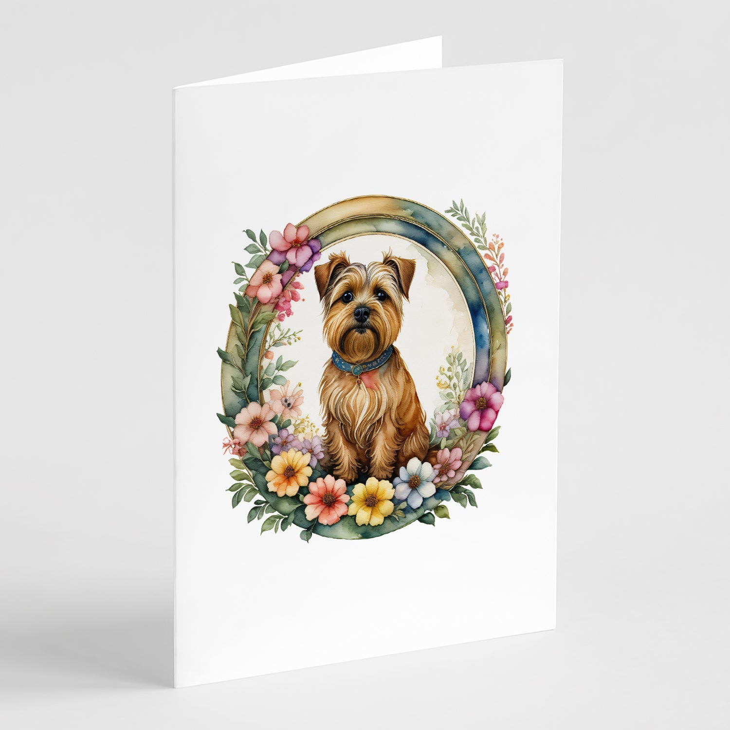 Norfolk Terrier and Flowers Greeting Cards Pack of 8 Blank Cards with Envelopes Whimsical A7 Size 5x7