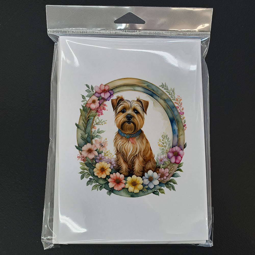 Norfolk Terrier and Flowers Greeting Cards Pack of 8 Blank Cards with Envelopes Whimsical A7 Size 5x7