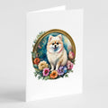 Pomeranian and Flowers Greeting Cards Pack of 8 Blank Cards with Envelopes Whimsical A7 Size 5x7