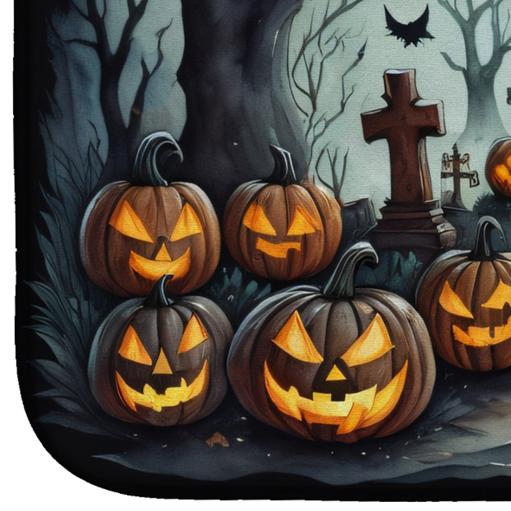 Graveyard Spooky Halloween Dish Drying Mat Absorbent Dish Drying Mat Pad for Kitchen Counter Dish Drainer Mat for Countertop, 14 x 21", Multicolor