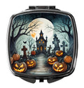 Graveyard Spooky Halloween Compact Mirror Decorative Travel Makeup Mirror for Women Girls Gifts Pocket Makeup Mirror Folding Handheld