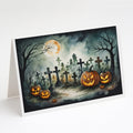 Graveyard Spooky Halloween Greeting Cards Pack of 8 Blank Cards with Envelopes Whimsical A7 Size 5x7