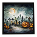 Graveyard Spooky Halloween Framed Metal Print Bathroom, Kitchen, Office, Home Decor Wall Art Ready to Hang, Square, 8X8