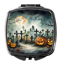 Graveyard Spooky Halloween Compact Mirror Decorative Travel Makeup Mirror for Women Girls Gifts Pocket Makeup Mirror Folding Handheld
