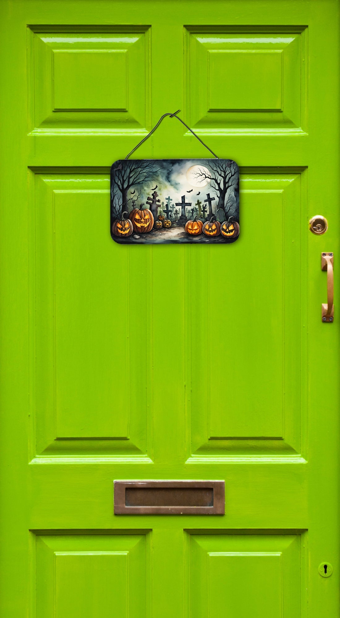 Graveyard Spooky Halloween Wall or Door Hanging Prints Aluminum Metal Sign Kitchen Wall Bar Bathroom Plaque Home Decor, 8HX12W, Multicolor