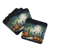 Graveyard Spooky Halloween Foam Coasters Set of 4 Cup Coasters for Indoor Outdoor, Tabletop Protection, Anti Slip, Mouse pad Material