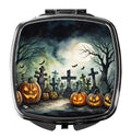 Graveyard Spooky Halloween Compact Mirror Decorative Travel Makeup Mirror for Women Girls Gifts Pocket Makeup Mirror Folding Handheld