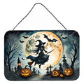 Flying Witch Spooky Halloween Wall or Door Hanging Prints Aluminum Metal Sign Kitchen Wall Bar Bathroom Plaque Home Decor, 8HX12W, Multicolor