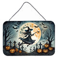 Flying Witch Spooky Halloween Wall or Door Hanging Prints Aluminum Metal Sign Kitchen Wall Bar Bathroom Plaque Home Decor, 8HX12W, Multicolor