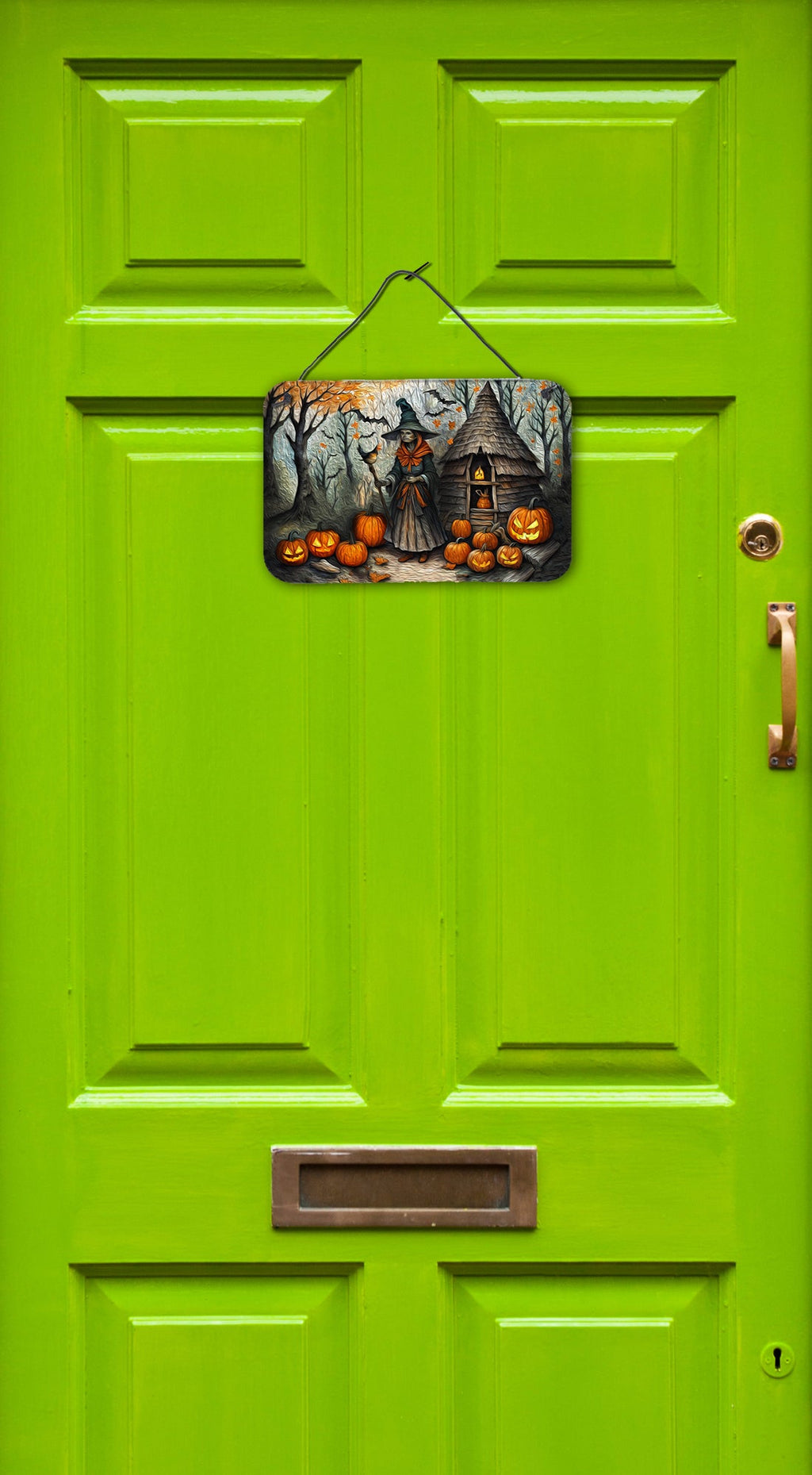 Slavic Witch Spooky Halloween Wall or Door Hanging Prints Aluminum Metal Sign Kitchen Wall Bar Bathroom Plaque Home Decor, 8HX12W, Multicolor