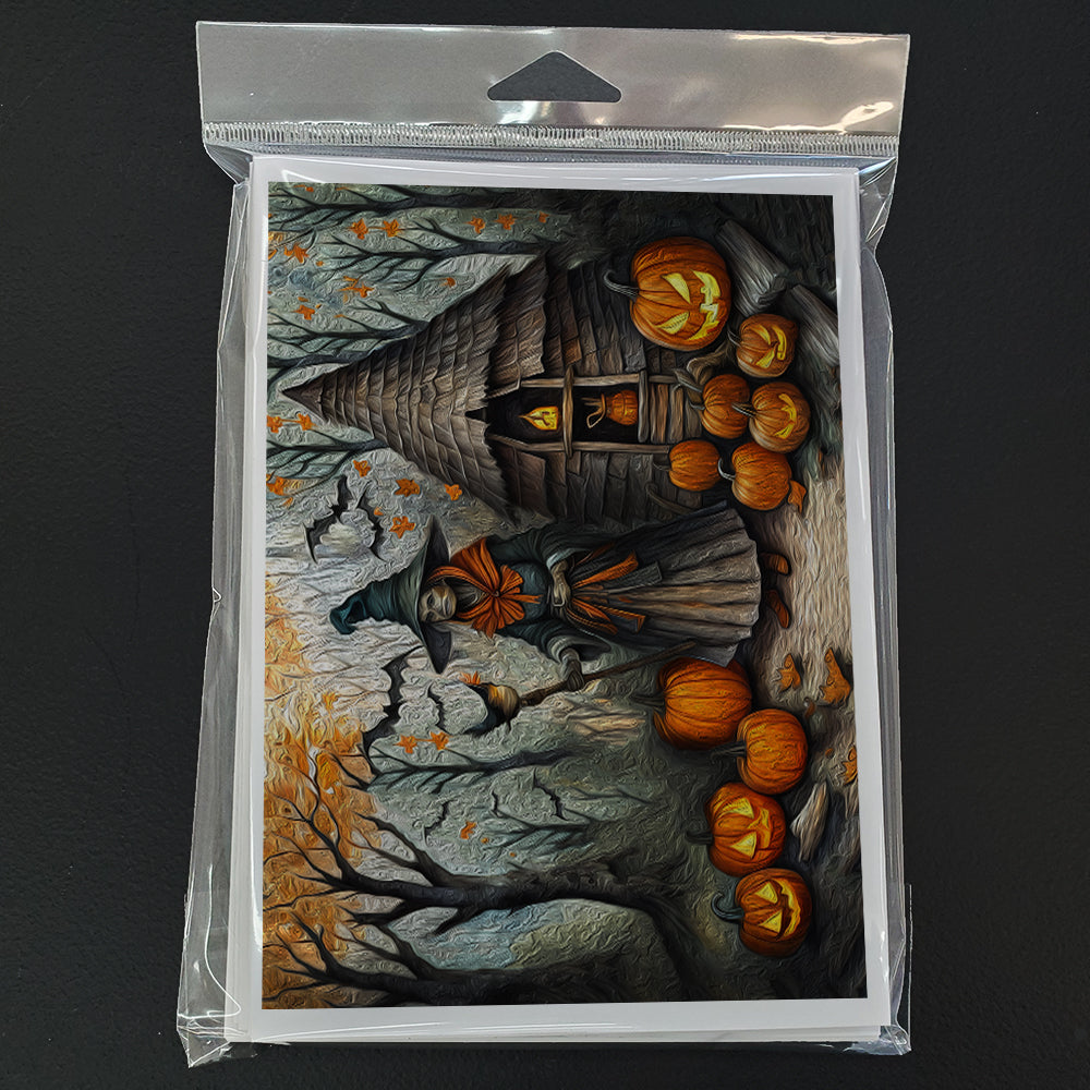 Slavic Witch Spooky Halloween Greeting Cards Pack of 8 Blank Cards with Envelopes Whimsical A7 Size 5x7