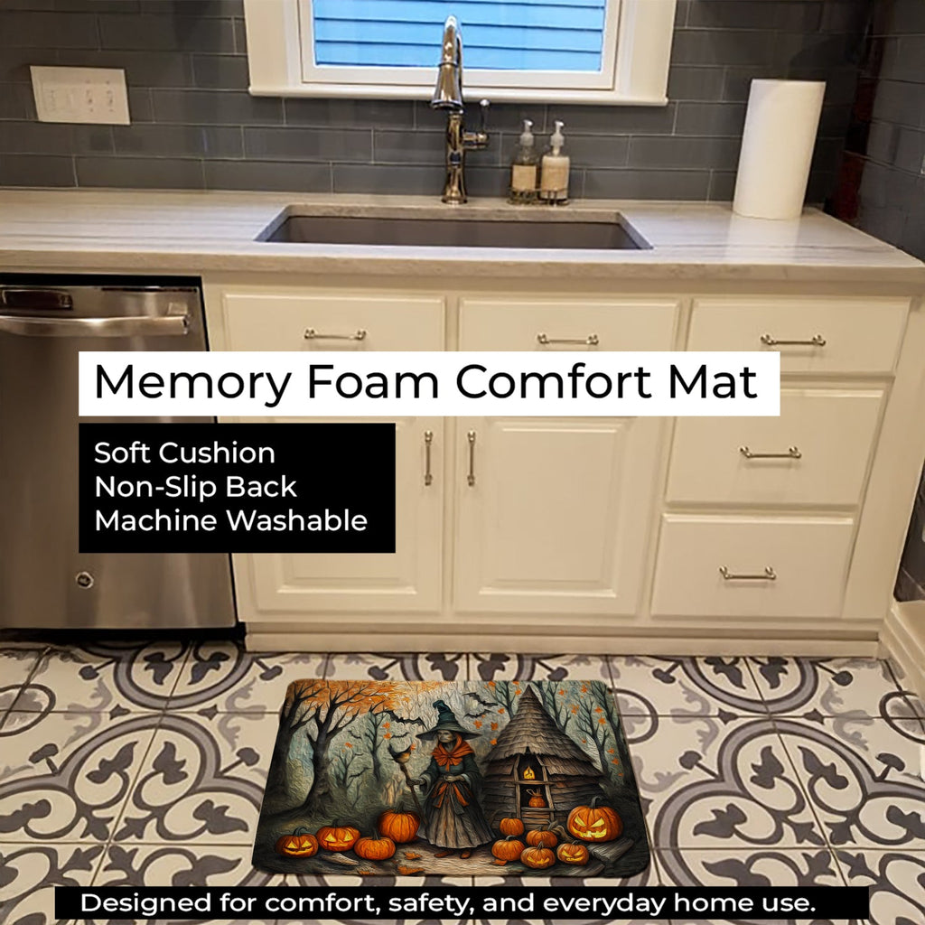 Slavic Witch Spooky Halloween Memory Foam Kitchen Mat Machine Washable Anti-Fatigue Cushion Comfort Bath or Kitchen Rug