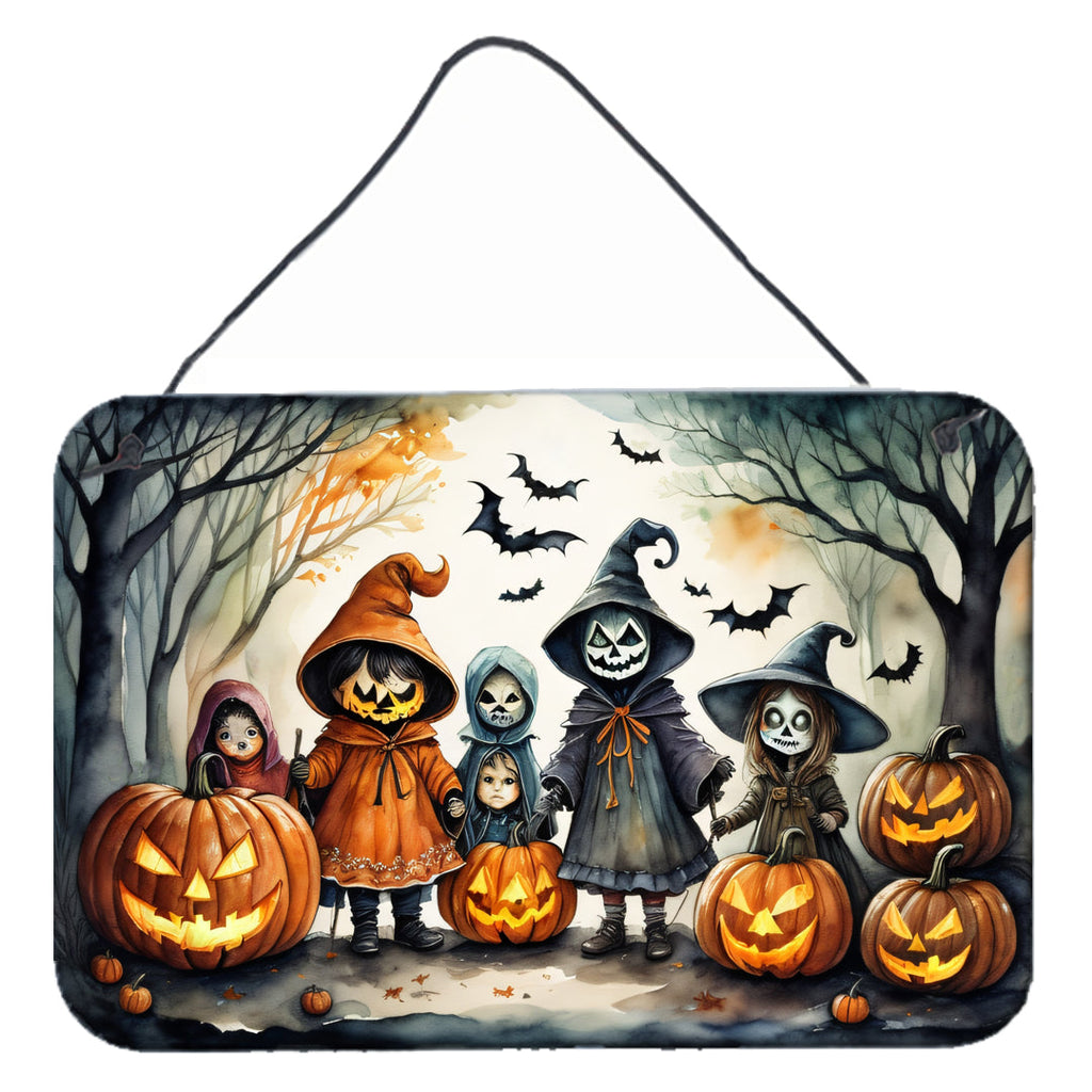 Trick or Treaters Spooky Halloween Wall or Door Hanging Prints Aluminum Metal Sign Kitchen Wall Bar Bathroom Plaque Home Decor, 8HX12W, Multicolor