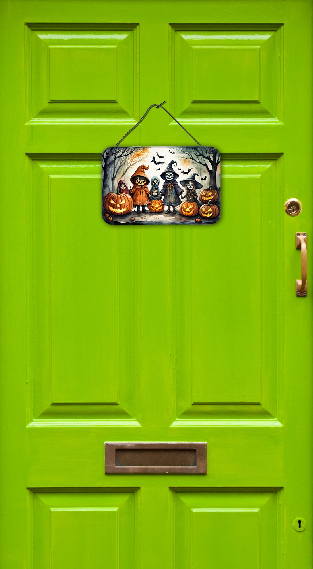 Trick or Treaters Spooky Halloween Wall or Door Hanging Prints Aluminum Metal Sign Kitchen Wall Bar Bathroom Plaque Home Decor, 8HX12W, Multicolor