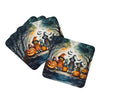 Trick or Treaters Spooky Halloween Foam Coasters Set of 4 Cup Coasters for Indoor Outdoor, Tabletop Protection, Anti Slip, Mouse pad Material