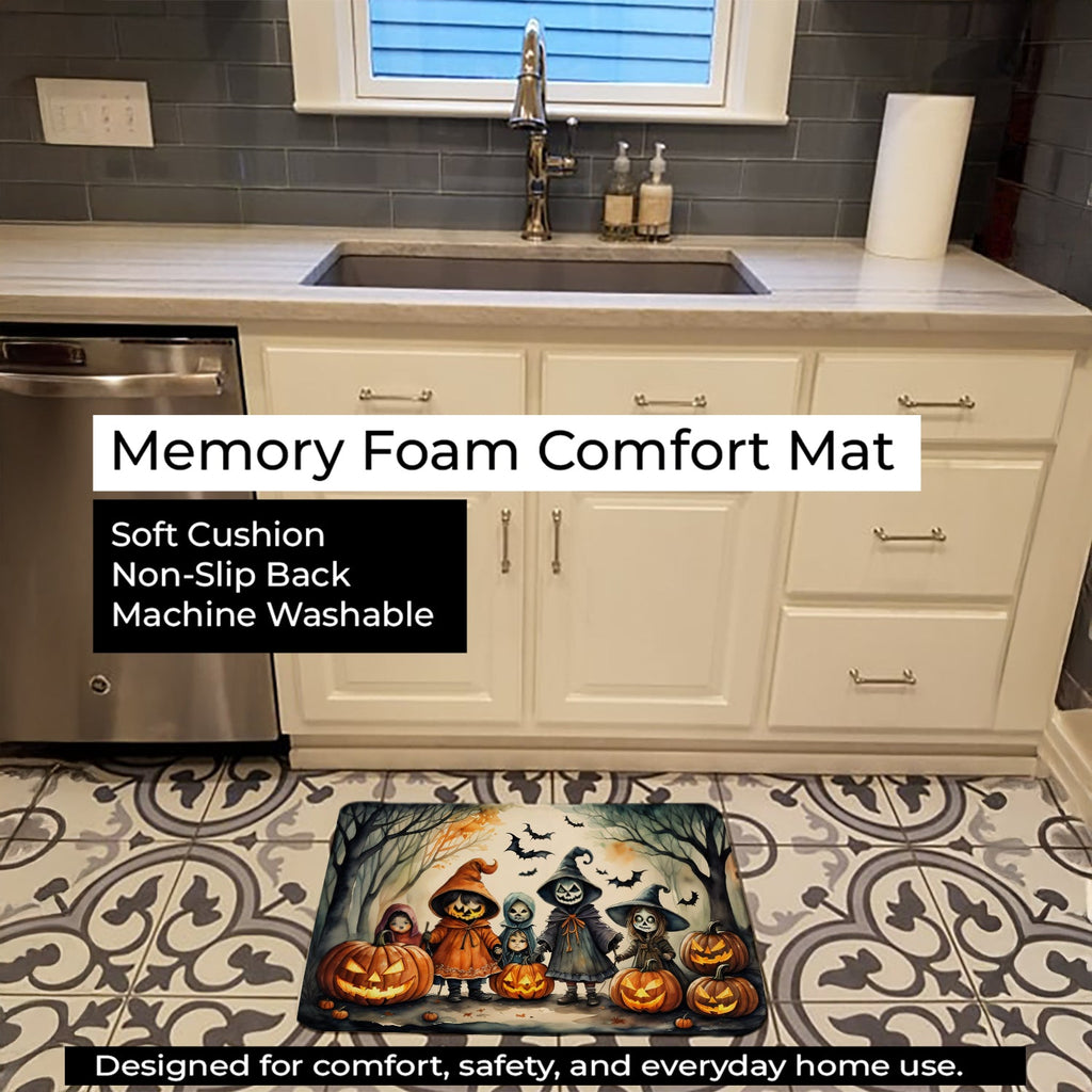 Trick or Treaters Spooky Halloween Memory Foam Kitchen Mat Machine Washable Anti-Fatigue Cushion Comfort Bath or Kitchen Rug