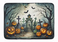 Graveyard Spooky Halloween Memory Foam Kitchen Mat Machine Washable Anti-Fatigue Cushion Comfort Bath or Kitchen Rug