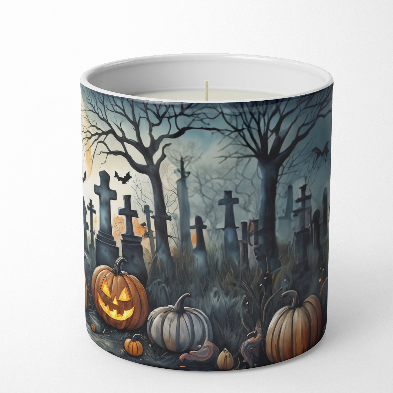 Black Cat Spooky Halloween Decorative Soy Candle Nature Soy Wax Essential Oil Home Decor Ideal for Bedroom Kitchen Bath Office Gift, 10 oz