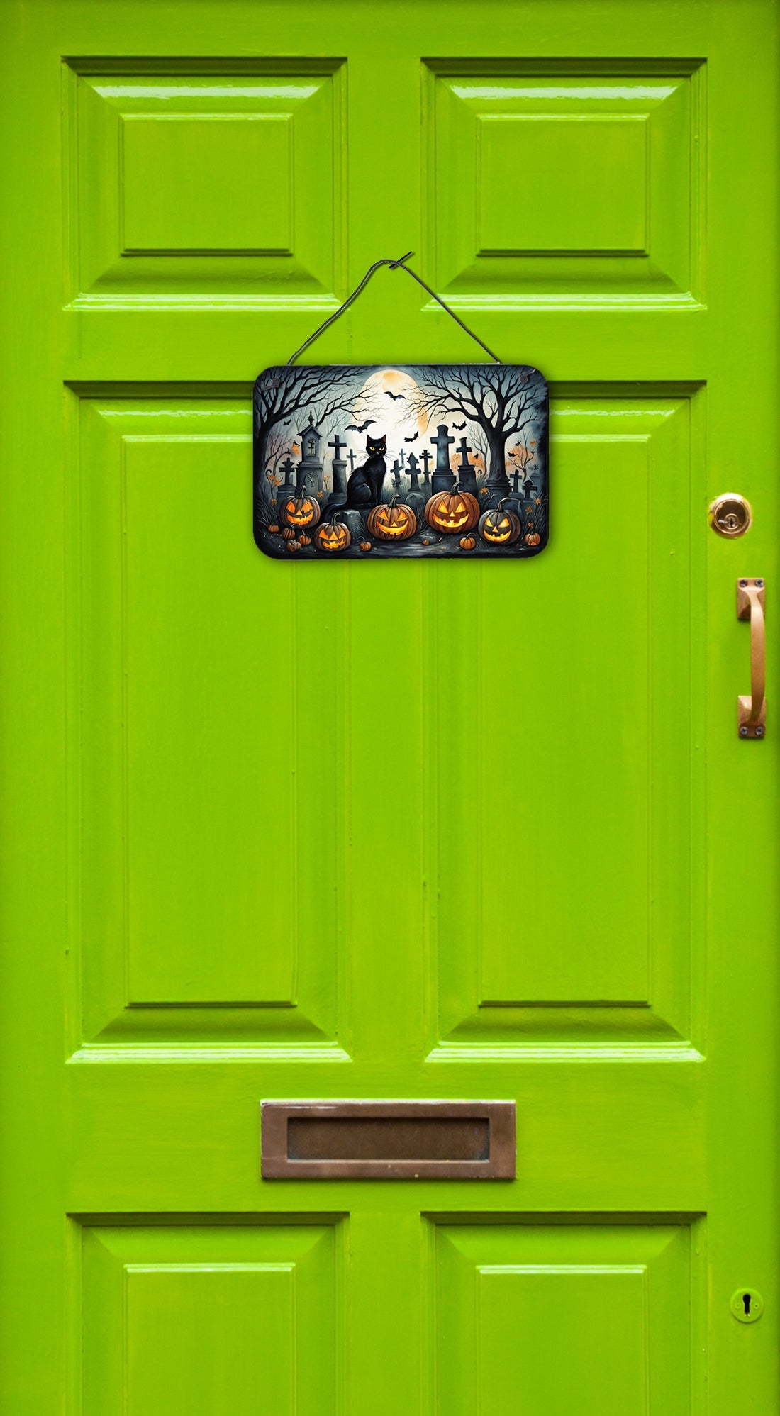 Black Cat Spooky Halloween Wall or Door Hanging Prints Aluminum Metal Sign Kitchen Wall Bar Bathroom Plaque Home Decor, 8HX12W, Multicolor