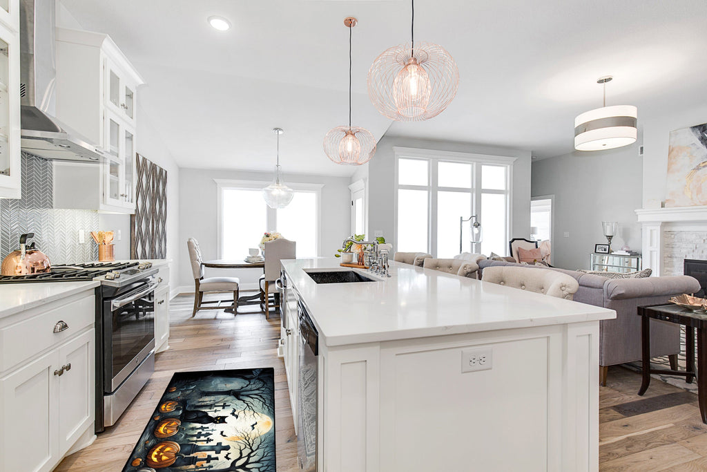 Black Cat Spooky Halloween Runner Mat 28x58 Front Door Mat Indoor Outdoor Rugs for Entryway Hallway Foyer Non Slip Washable Wide Doormat