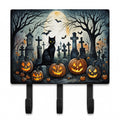 Black Cat Spooky Halloween Leash or Key Holder Wall Hooks, Coat Rack Wall Mount, for Hanging Keys, Towels, Aprons, Leashes