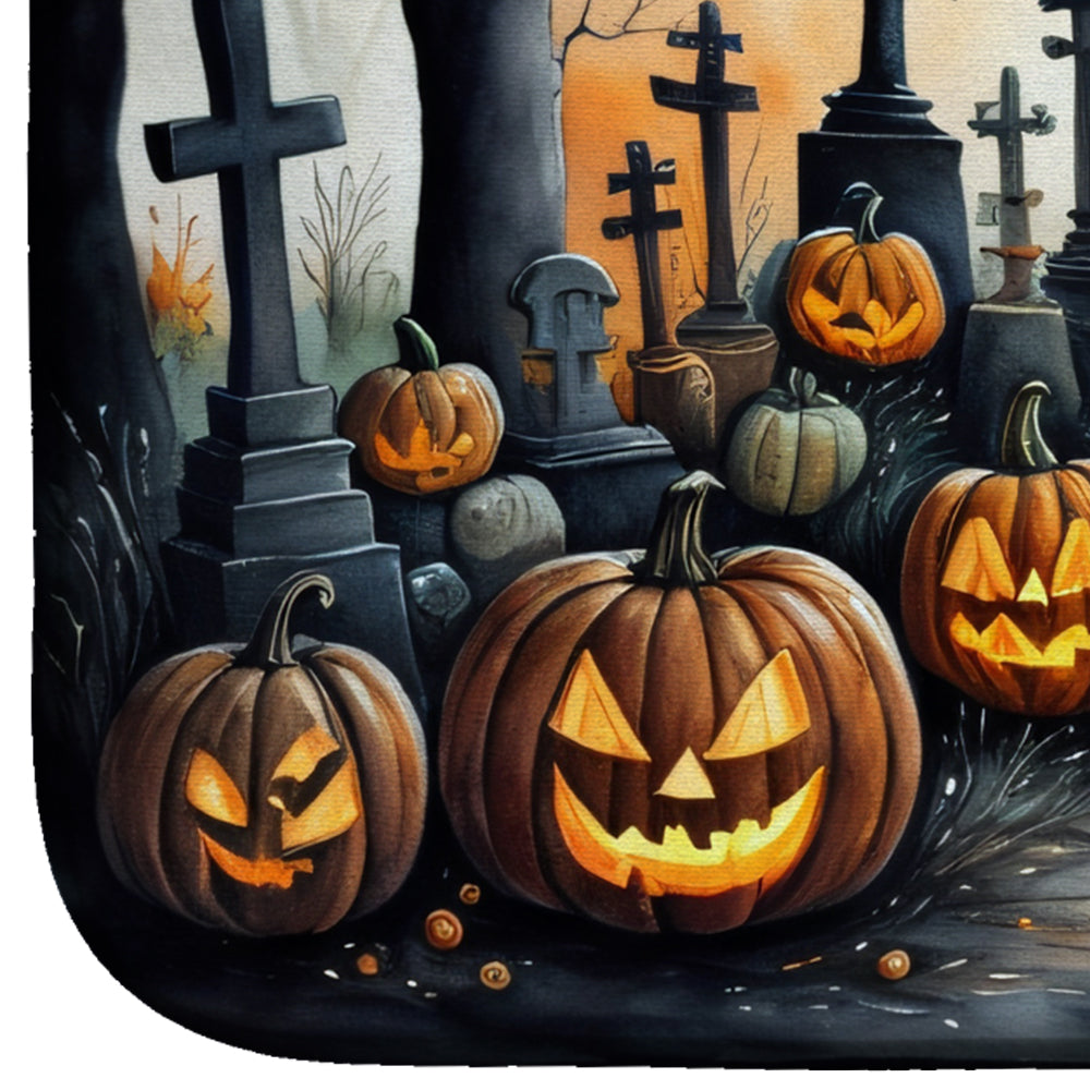 Black Cat Spooky Halloween Dish Drying Mat Absorbent Dish Drying Mat Pad for Kitchen Counter Dish Drainer Mat for Countertop, 14 x 21", Multicolor
