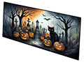 Black Cat Spooky Halloween Runner Mat 28x58 Front Door Mat Indoor Outdoor Rugs for Entryway Hallway Foyer Non Slip Washable Wide Doormat