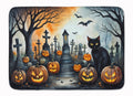 Black Cat Spooky Halloween Memory Foam Kitchen Mat Machine Washable Anti-Fatigue Cushion Comfort Bath or Kitchen Rug