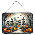 Calacas Skeletons Spooky Halloween Wall or Door Hanging Prints Aluminum Metal Sign Kitchen Wall Bar Bathroom Plaque Home Decor, 8HX12W, Multicolor