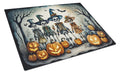 Calacas Skeletons Spooky Halloween Cutting Board Tempered Glass Kitchen Cutting Surface, Heat Resistant Chopping, Non-Slip Feet, Food Prep & Serving