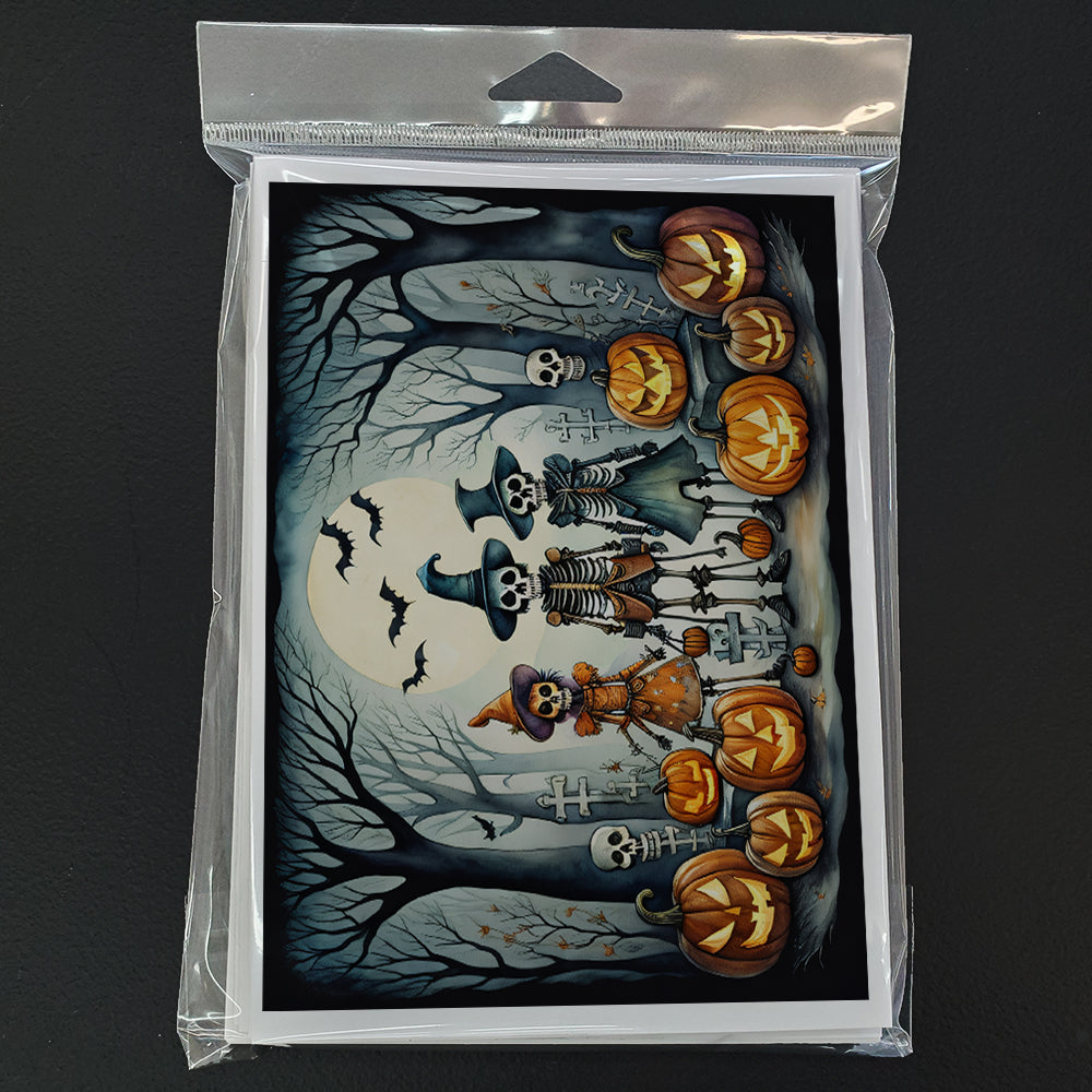 Calacas Skeletons Spooky Halloween Greeting Cards Pack of 8 Blank Cards with Envelopes Whimsical A7 Size 5x7