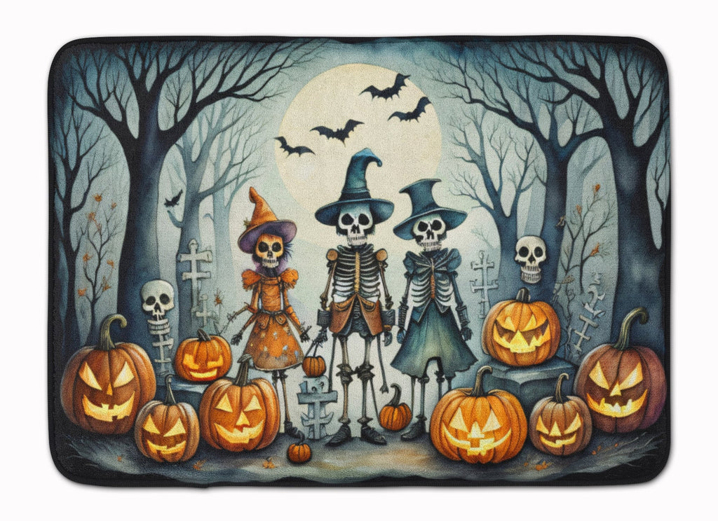 Calacas Skeletons Spooky Halloween Memory Foam Kitchen Mat Machine Washable Anti-Fatigue Cushion Comfort Bath or Kitchen Rug