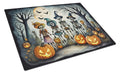 Calacas Skeletons Spooky Halloween Cutting Board Tempered Glass Kitchen Cutting Surface, Heat Resistant Chopping, Non-Slip Feet, Food Prep & Serving
