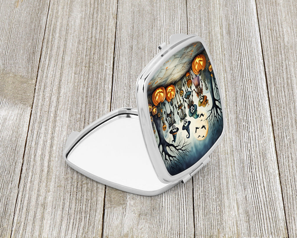 Calacas Skeletons Spooky Halloween Compact Mirror Decorative Travel Makeup Mirror for Women Girls Gifts Pocket Makeup Mirror Folding Handheld