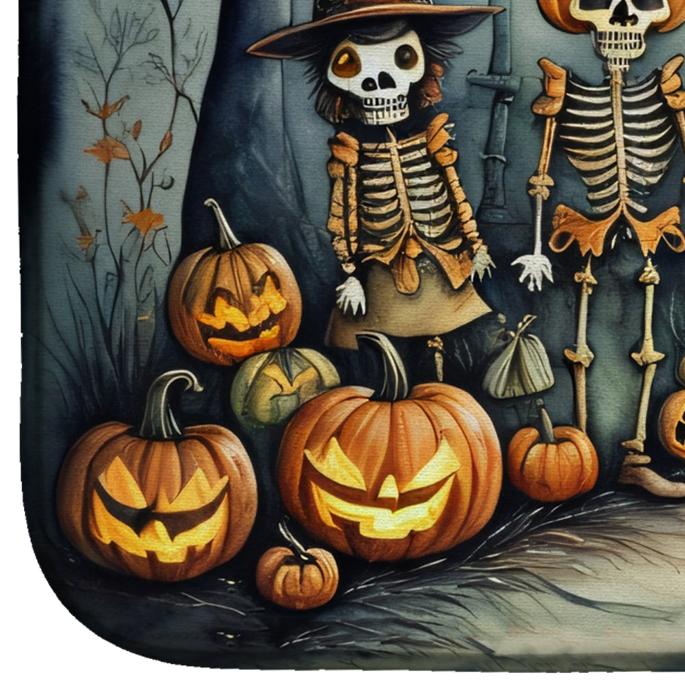 Calacas Skeletons Spooky Halloween Dish Drying Mat Absorbent Dish Drying Mat Pad for Kitchen Counter Dish Drainer Mat for Countertop, 14 x 21", Multicolor