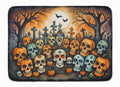 Calaveras Sugar Skulls Spooky Halloween Memory Foam Kitchen Mat Machine Washable Anti-Fatigue Cushion Comfort Bath or Kitchen Rug