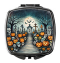 Calaveras Sugar Skulls Spooky Halloween Compact Mirror Decorative Travel Makeup Mirror for Women Girls Gifts Pocket Makeup Mirror Folding Handheld