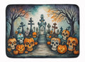Calaveras Sugar Skulls Spooky Halloween Memory Foam Kitchen Mat Machine Washable Anti-Fatigue Cushion Comfort Bath or Kitchen Rug