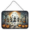 Dancing Skeletons Spooky Halloween Wall or Door Hanging Prints Aluminum Metal Sign Kitchen Wall Bar Bathroom Plaque Home Decor, 8HX12W, Multicolor