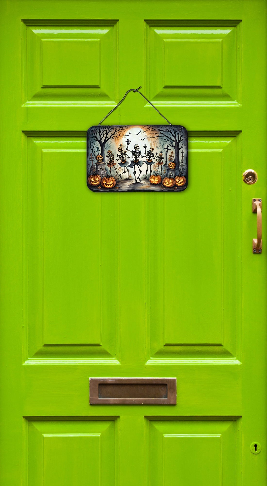 Dancing Skeletons Spooky Halloween Wall or Door Hanging Prints Aluminum Metal Sign Kitchen Wall Bar Bathroom Plaque Home Decor, 8HX12W, Multicolor