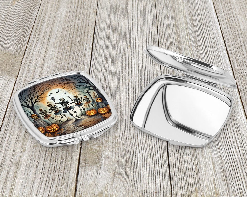 Dancing Skeletons Spooky Halloween Compact Mirror Decorative Travel Makeup Mirror for Women Girls Gifts Pocket Makeup Mirror Folding Handheld