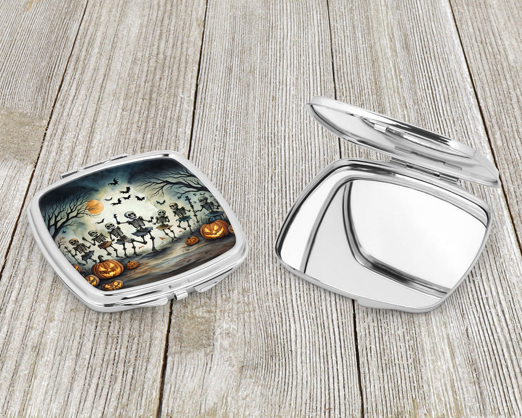 Dancing Skeletons Spooky Halloween Compact Mirror Decorative Travel Makeup Mirror for Women Girls Gifts Pocket Makeup Mirror Folding Handheld
