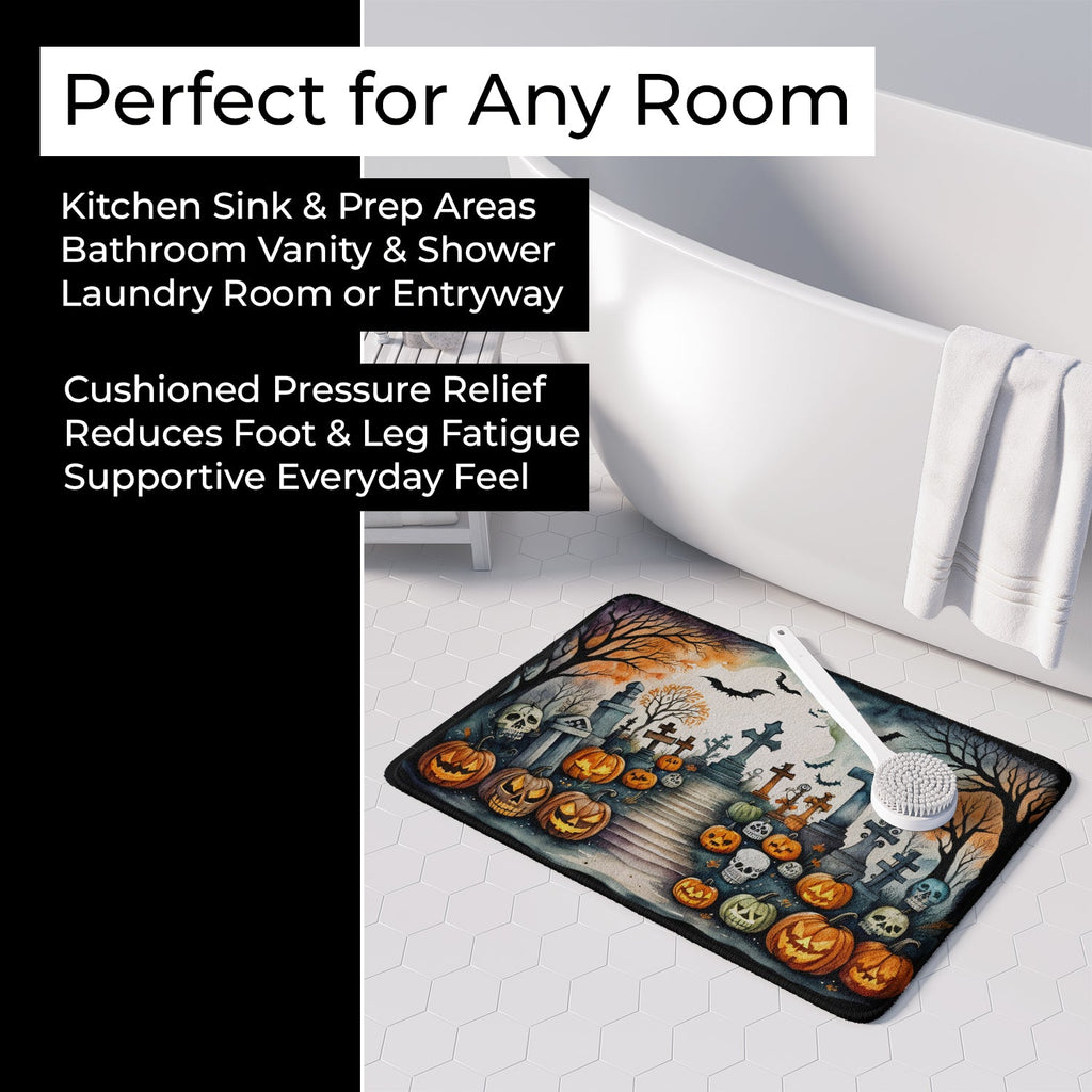 Day of the Dead Spooky Halloween Memory Foam Kitchen Mat Machine Washable Anti-Fatigue Cushion Comfort Bath or Kitchen Rug