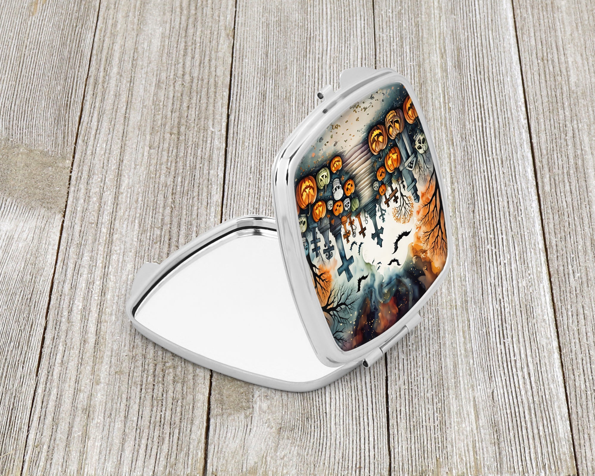 Day of the Dead Spooky Halloween Compact Mirror Decorative Travel Makeup Mirror for Women Girls Gifts Pocket Makeup Mirror Folding Handheld