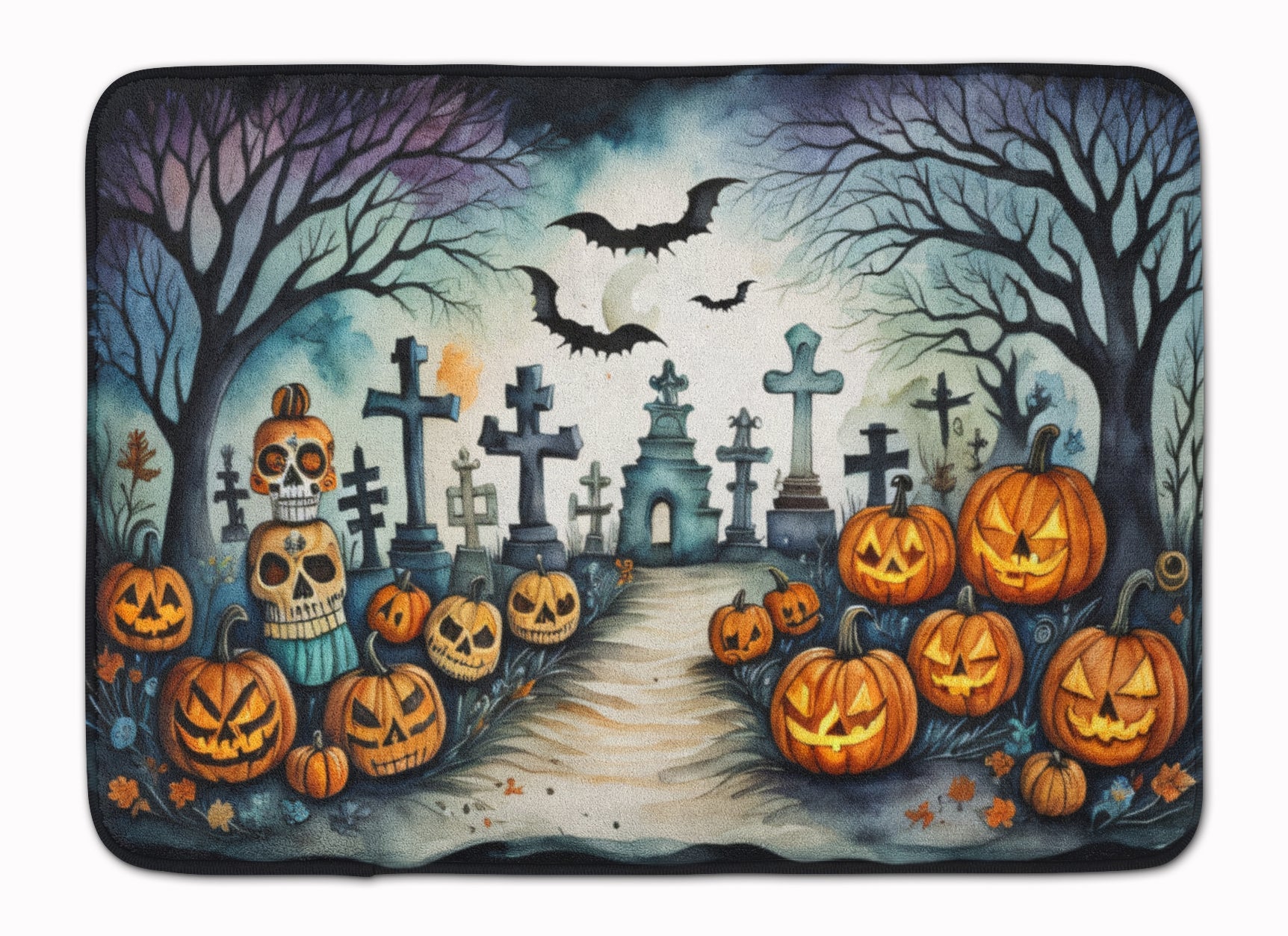 Day of the Dead Spooky Halloween Memory Foam Kitchen Mat Machine Washable Anti-Fatigue Cushion Comfort Bath or Kitchen Rug