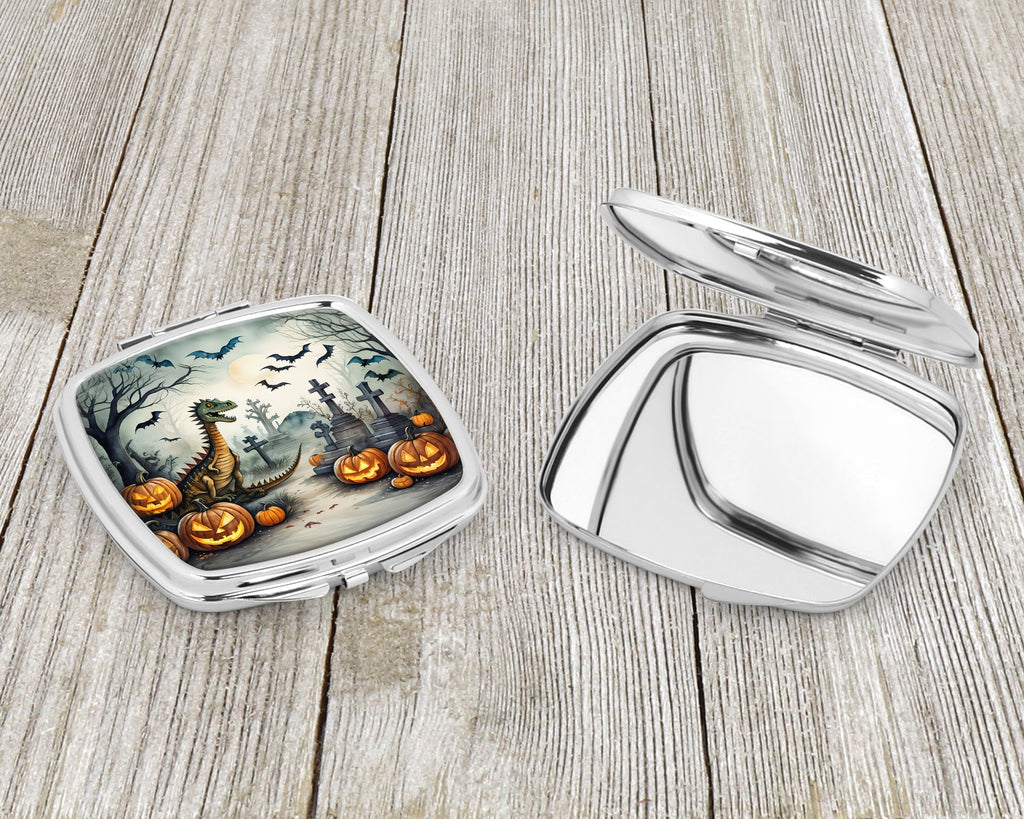 Dinosaurs Spooky Halloween Compact Mirror Decorative Travel Makeup Mirror for Women Girls Gifts Pocket Makeup Mirror Folding Handheld