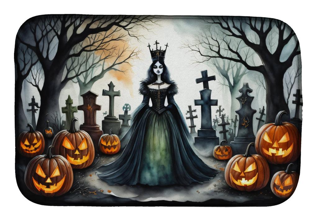 Evil Queen Spooky Halloween Dish Drying Mat Absorbent Dish Drying Mat Pad for Kitchen Counter Dish Drainer Mat for Countertop, 14 x 21", Multicolor