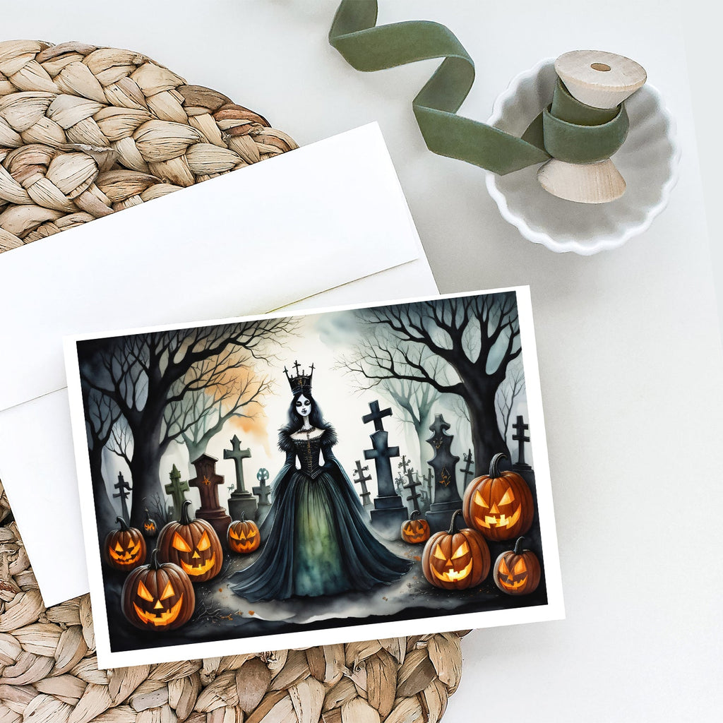 Evil Queen Spooky Halloween Greeting Cards Pack of 8 Blank Cards with Envelopes Whimsical A7 Size 5x7