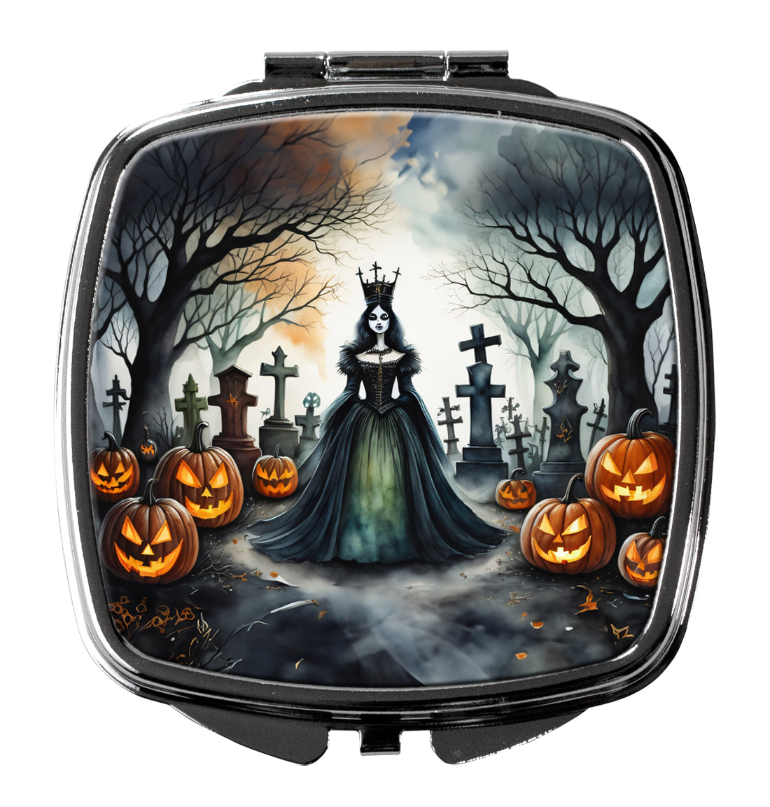 Evil Queen Spooky Halloween Compact Mirror Decorative Travel Makeup Mirror for Women Girls Gifts Pocket Makeup Mirror Folding Handheld
