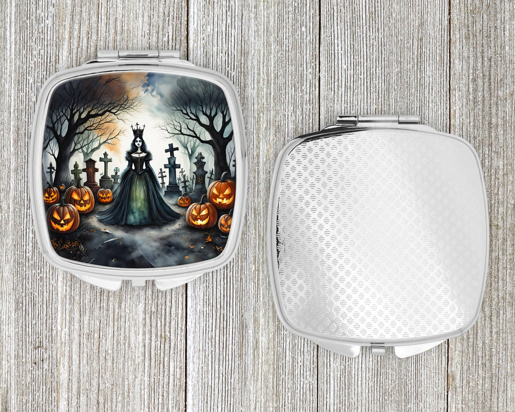 Evil Queen Spooky Halloween Compact Mirror Decorative Travel Makeup Mirror for Women Girls Gifts Pocket Makeup Mirror Folding Handheld